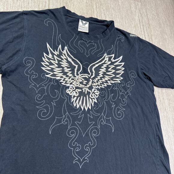 Avirex Shirt Mens XXL Eagle Shirt Black Crewneck Short Sleeve Tee - Picture 6 of 6
